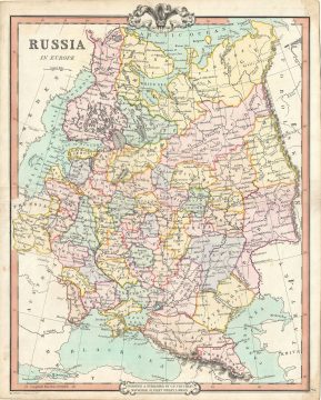 1850 Cruchley Map of European Russia