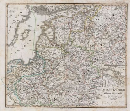 1853 Perthes Map of Russia and the Baltic Countries