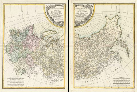 1771 Bonne Map of Russia (2 maps)