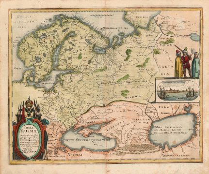1646 Merian Map of Russia, Depicted Just After the Reign of Boris Godunov