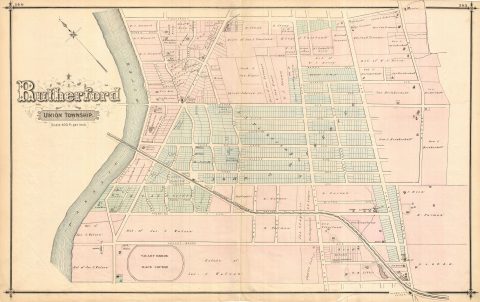 1876 Walker Map of Southern Rutherford, New Jersey