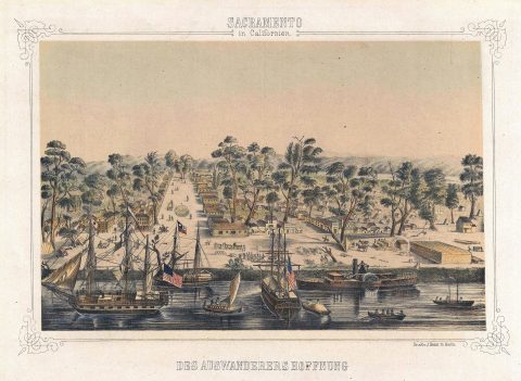 1850 Hesse City Map or View of Sacramento, California