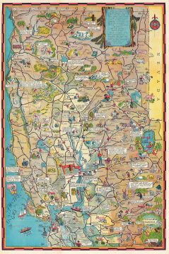 1939 Newton Pratt Pictorial Map of the Sacramento Valley, California