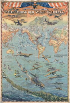 1941 Guenther Propaganda Map Extolling American Military Buildup
