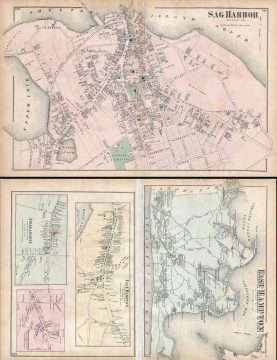 1873 Beers Map of East Hampton and Sag Harbor, Long Island, New York