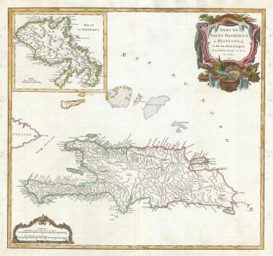 1750 Vaugondy Map of Hispaniola or Santo Domingo and Martinique