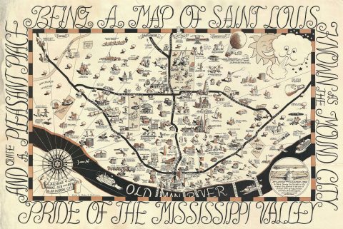 1965 Flachmann Pictorial Map of Saint Louis (St. Louis)