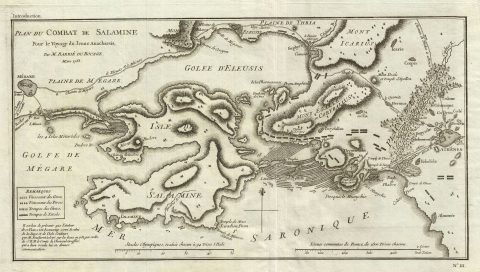 1785 Bocage Map or Plan of the Battle of Salamis, Ancient Greece