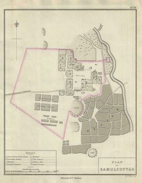 1854 Pharoah Map or Plan of Samalkota, Andhra Pradesh, India