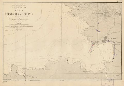 1956 Deposito Hidrografico Nautical Chart of San Antonio Port, Ibiza