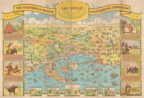 1935 Bloodgood Pictorial Map of San Diego