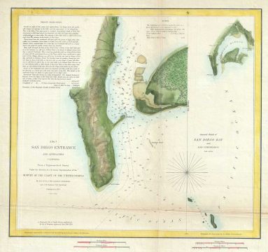 1851 U.S. Coast Survey Chart or Map of San Diego Bay and Los Coronados