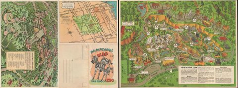 1950 Schulthies Pictorial Map of the San Diego Zoo