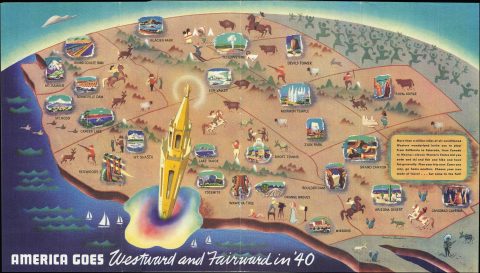 1940 Sampson Pictorial Map of the Western United States