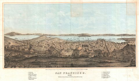 1856 Henry Bill Map and View of San Francisco, California