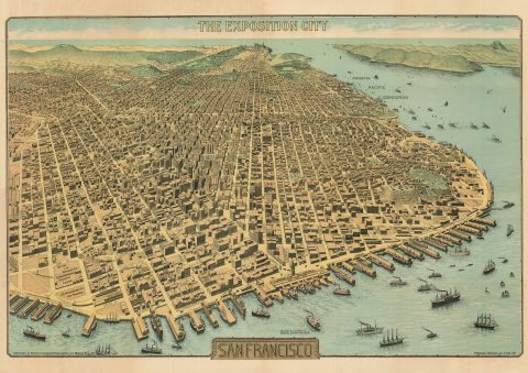 1912 North American Press Bird's-eye View Map of San Francisco, California