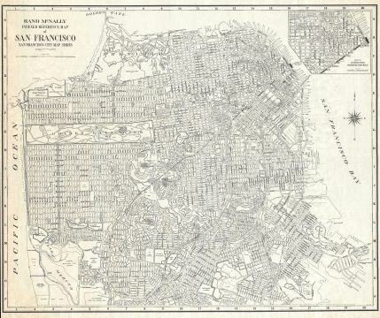 1960 Rand McNally Wall Map of San Francisco, California