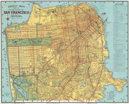 1945 Thomas Brothers Map or Plan of San Francisco, California