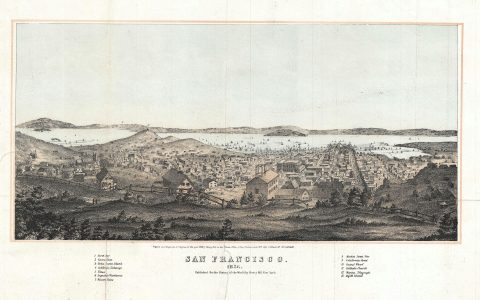 1856 Henry Bill Map and View of San Francisco, California