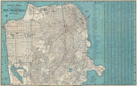 1938 Thomas Brothers Map or Plan of San Francisco, California