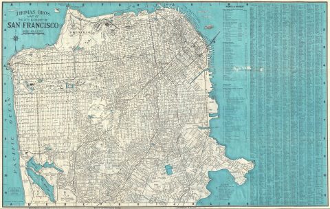 1952 Thomas Brothers Map or Plan of San Francisco, California