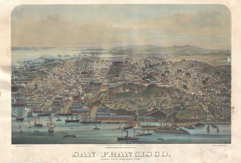 1877 G. T. Brown Bird's-Eye View of San Francisco, California (Howell reprint)