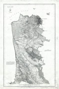 1869 U.S. Coast Survey Map of San Francisco Peninusla