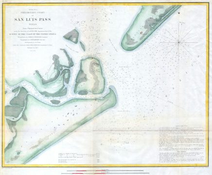 1853 U.S.C.S. Coast Chart or Map of San Luis Pass, Texas
