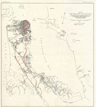 1907 Geological Survey Map of San Francisco Peninsula after 1906 Earthquake