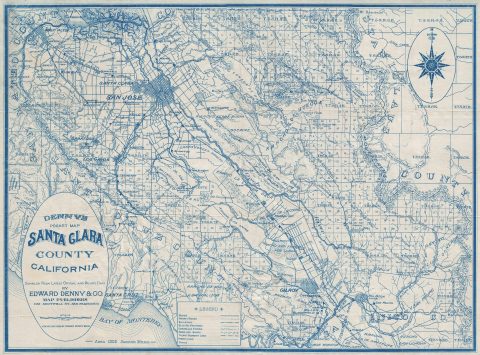 1913 Denny and Co. Pocket Map of Santa Clara County, California