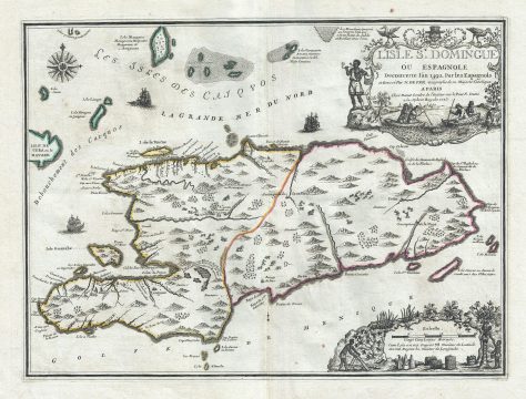 1723 De Fer Map of Hispaniola or Santo Domingo