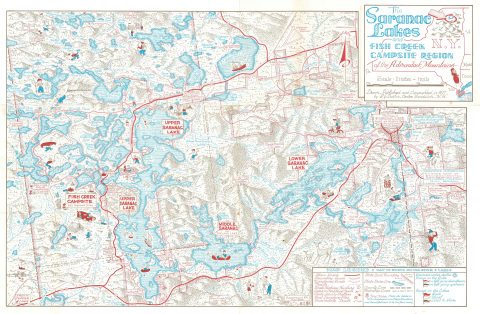 1977 Robin G. Dustin Pictorial Map of the Saranac Lakes, Adirondacks, New York