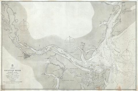 1861 British Admiralty Map of the Savannah River and Calibogue Sound, Georgia