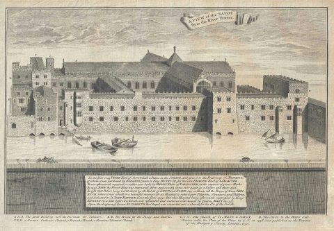 1750 Vertue Print of Savoy Hospital, London