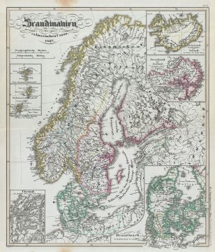 1855 Spruner Map of Scandinavia during the 1397 Kalmar Union