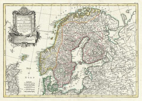 1762 Janvier Map of Scandinavia - Norway, Sweden, Denmark, Finland