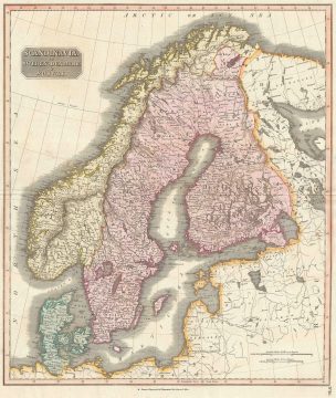 1817 Thomson Map of Scandinavia (Denmark, Sweden, Norway)