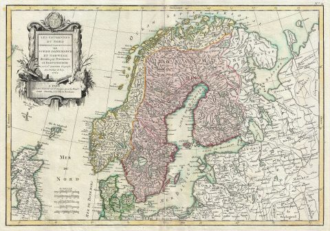 1762 Janvier Map of Scandinavia - Sweden, Norway, Denmark, Finland