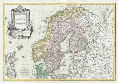 1762 Janvier Map of Scandinavia - Sweden, Norway, Denmark, Finland