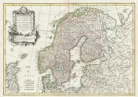 1762 Janvier Map of Scandinavia - Sweden, Norway, Denmark, Finland