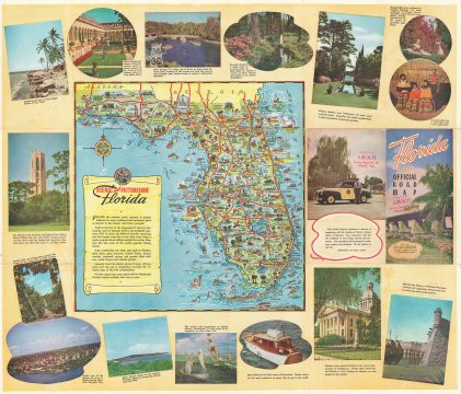 1947 Way Pictorial Tourist Map of Florida
