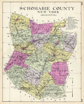 1912 Century Map of Schoharie County, New York