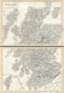 1844 Black Map of Scotland (set of 2 maps)