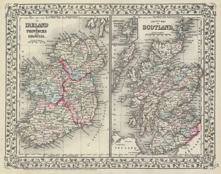 1872 Mitchell Map of Scotland and Ireland