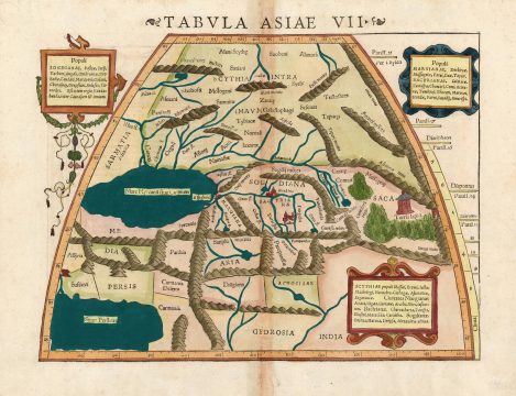 1552 Ptolemaic Map of Central Asia: Kazakhstan, Tajikistan, and Uzbekistan