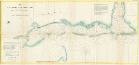 1857 U. S. Coast Survey Map of the Coast from Mobile Bay to Borgne Lake