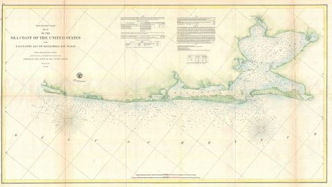 1857 U.S. Coast Survey Map of Texas Gulf Coast from Matagorda to Galveston Bay