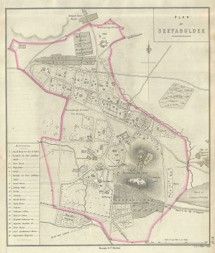 1854 Pharoah Map or Plan of Sitabuldi, Nagpur, India