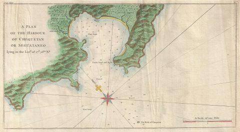 1745 Anson Map or Chart of Zihuatanejo Harbor, Mexico