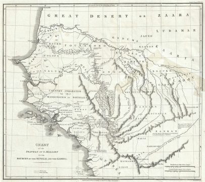 1820 Phillips Map of Senegal and Gambia, Western Africa (Travels of G. Molliens)